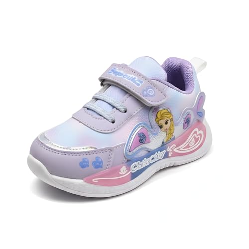 HOOH Girls Character Sneakers, Purple, Hook and Loop Closure, Comfortable Fashion Shoes for Kids (Aqua, UK Footwear Size System, Toddler, Age Range, Medium, 12 Months, 18 Months)