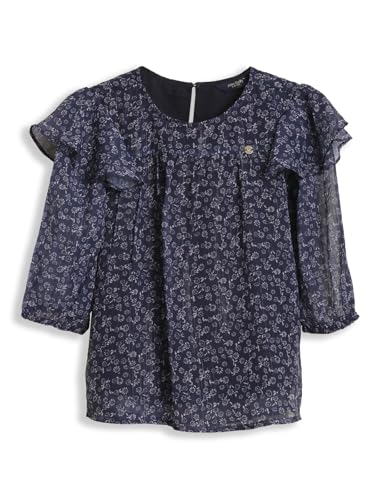 Girls Navy Print Casual Top