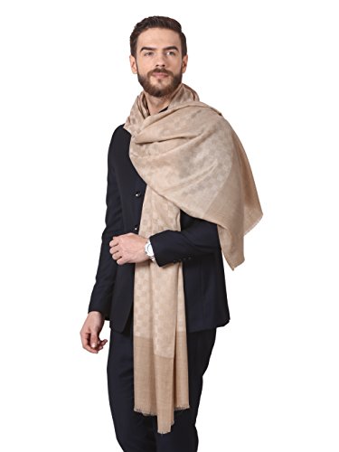 Pashtush Jaquard Weave Stole for Men, Fine Wool Stole, Light Weight, Woven Embelished Design, Mens Scarf (Crimson)