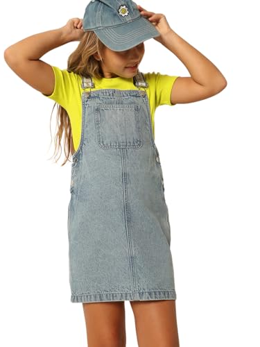 Vero Moda Girls Solid Cotton Blue Above Knee Length Dungaree Dress