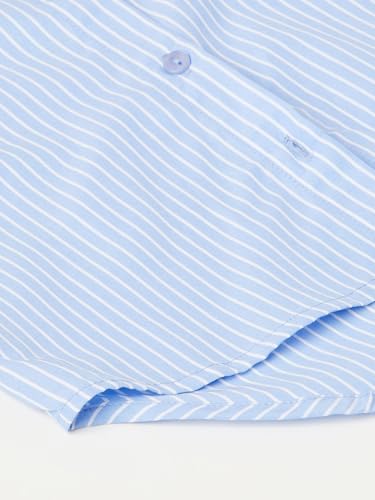 Max Girl's Full Sleeves Collared Regular Fit Striped Shirt Blue