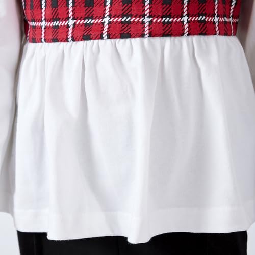 Hopscotch Girls White Full Sleeves 2-Pc Plaid Cotton Pants Set For Age (3-4 Years)