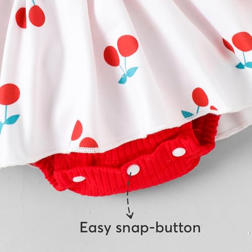 Hopscotch Bow Applique Cherry Print Onesie (3-6 Months)