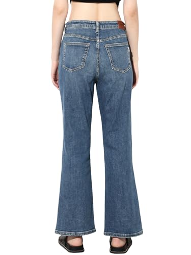 ONLY Women's Solid Flared Mid-Rise Blue Jeans