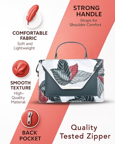 Aisna Stylish Floral Handbag for Women | Premium PU Leather Sling & Shoulder Bag | Trendy Casual & Office Tote with Adjustable Strap (Grey)