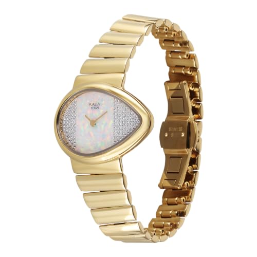 Titan Raga Opal with Quartz Analog White Dial IP Gold (G23) Color Strap Watch for Women - 2814YM01