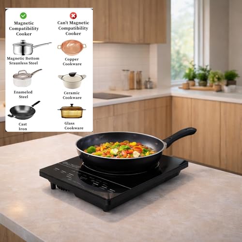 LONGER Infrared Cooktop Electric 2000W, 240V, LED Displa, Full Touch Control Induction-Style Cooktop, Ceramic Glass Surface, 6 Cooking Modes, Portable & Scratch Resistant