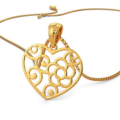 Joyalukkas 22k (916) Purity | HUID & BIS Hallmark | Golden Heart Patterned Pendant For Women