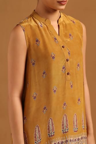 Soch Womens Mustard Crepe Ajrakh Tunic