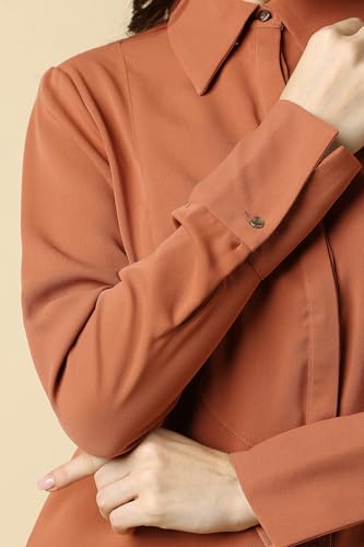 Allen Solly Women Brown Solid Long Sleeves Shirt