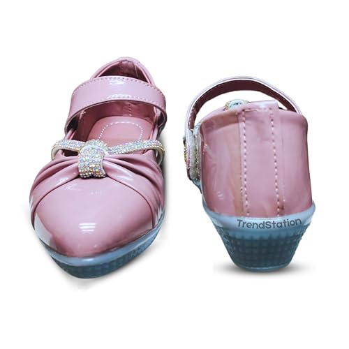 TrendStation Girls' Embellished Slip-on Diamond Glittery Flats Welcro Bellies.| DMND-2| (Onion 1, UK Footwear Size System, Toddler, Numeric, Medium, 1)
