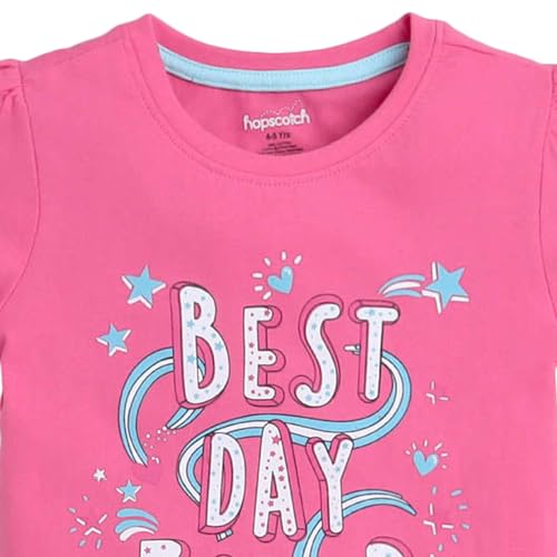Hopscotch Girls Cotton Printed All-Over Print T-Shirts - Pack of 5 In Multi Color for Ages 7-8 Years