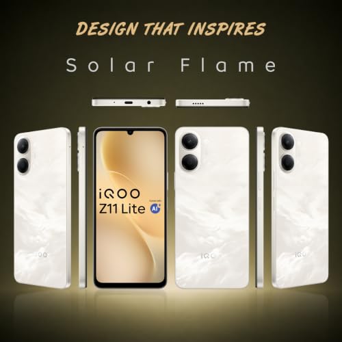 iQOO Z11 Lite 44W 5G (Solar Flame, 6GB RAM, 128GB Storage) | 6500mAh Battery with 44W Fast Charging* | Dimensity 6300 with 579k+ AnTuTu Score* | OriginOS 6.0 with AI Creation* & Private Space*
