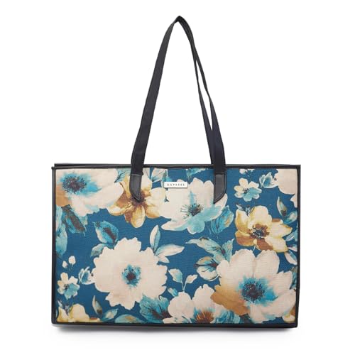 Caprese Poppy tote medium Teal Blue Floral Handbag