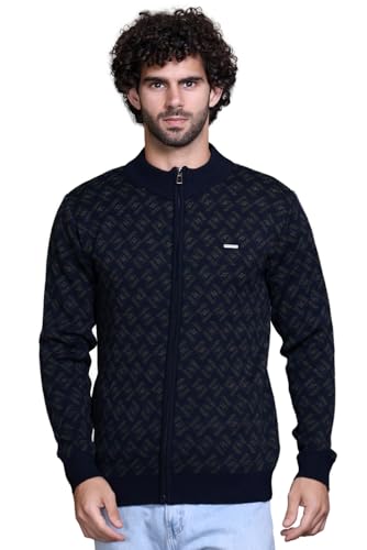 GODFREY Acrylic Zipper Turtle Neck Sweaters for Men, Black, 2XL