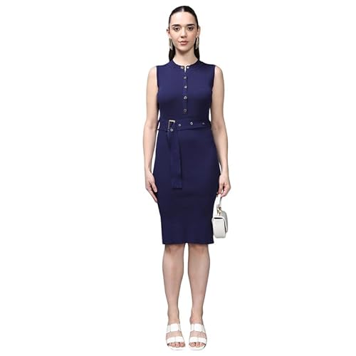 Kazo Kensington Midi Dress with Belt (Blue_L)