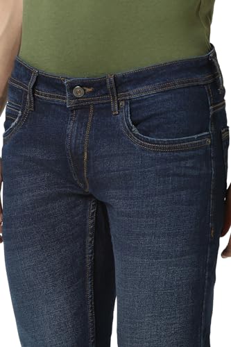 Peter England Men Navy Dark Wash Low Skinny Fit Jeans