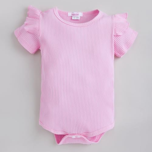 Hopscotch Baby Girls Cotton Floral And Spandex Overall Set In Peach Color For Ages (0-3 Months)