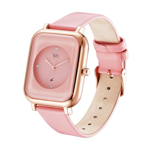 Fastrack Vyb Quartz Analog Peach Dial Leather Strap Watch for Women-FV60022WL03W