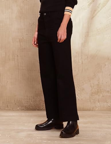 U.S. POLO ASSN. Women High Rise Wide Leg Fit Jeans (UWAW25JEN368_Jet Black_32)