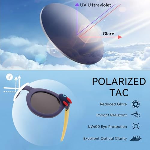 Karsaer Kids Stylish Sunglasses for Boys Girls Children Round UV 400 Protection Polarized Glasses (Age 3 to 8 years) E1373