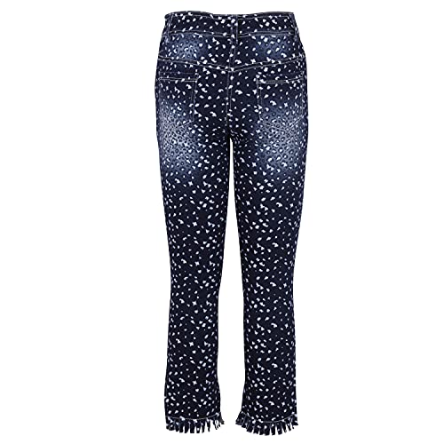 Cutecumber Girls Cotton Rich Denim Strech Fit Jeans – White Heart Print & Fringe Hem, Stylish Casual Outfit for Baby Girls & Kids (Age 1–15 Years)