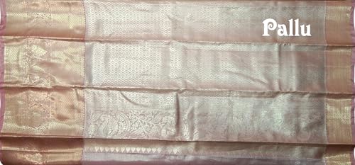 VFCollections Women's Traditional Handloom Classic Kanchipuram Silk Pure Pattu Sarees, Rich Peacock Butta All over | Rich Zari Woven Design | Bridal Saree | Unstitched Blouse