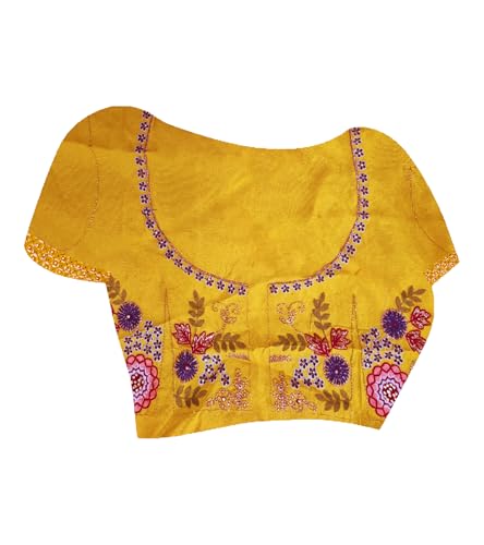 Laxmipati Haldiya Yellow Chiffon Floral Embroidered Saree