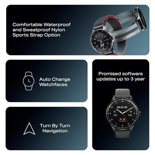 boAt Valour Watch 1 GPS, Advanced X2 Chip,6-Axis Motion 360° Tracking Sensor,15 Days Battery,1.43" AMOLED Display w/Gorilla Glass, AI Based Auto Gym, GPS, Smart Watches for Men & Women (Active Black)