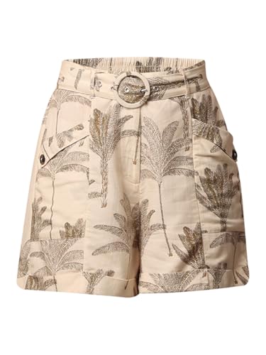 ONLY Women Regular Fit High-Rise Beige Shorts