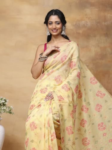 Meena Bazaar Art Silk Saree For Women |YELLOW Colour