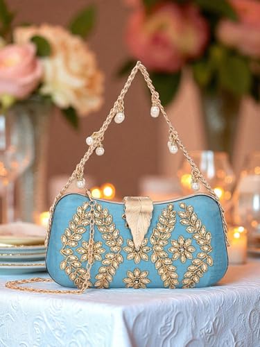 TOOBA Handicraft Women's Embellished Purse With Shoulder Strap| Evening Bag, Bridal Purse & Party Handbag | Wedding & Special Occasion Clutch