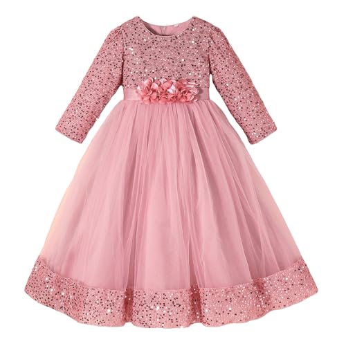 Hopscotch Hoscotch Girls Embellished Pink Full Sleeves Gowns for Ages (6-8 Years)