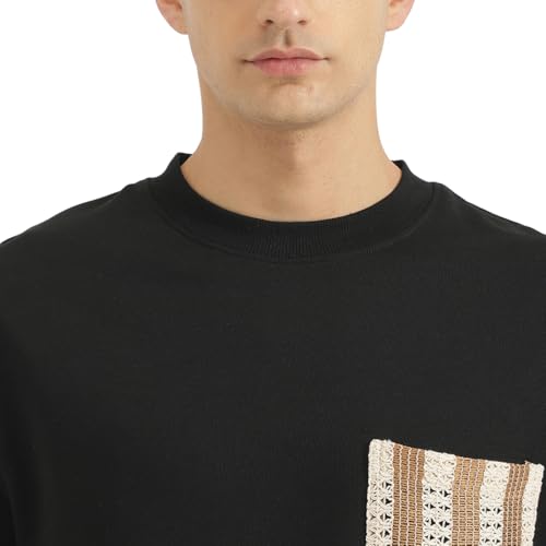 United Colors of Benetton Oversized Fit Round Neck Solid Tshirt (Size: XL)-25P3029J3008I100 Black