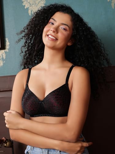 Clovia Women's Lace Padded Non-Wired Full Coverage Multiway Bra (BR2332B13_Black_34B)