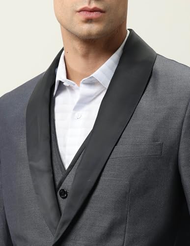 Arrow Men's Polyester Business Suit Pants Set (ARAJSU5515_Dark Grey