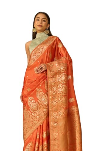 Orange Woven Pure Viscose SareeWith Unstitched Blouse( SAPP02AE1641-Orange)