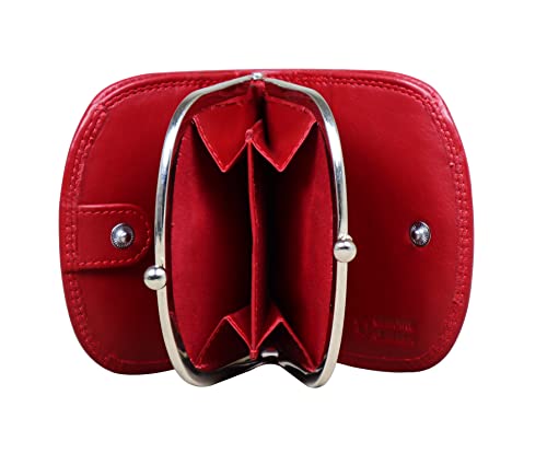 Calfnero Women’s Genuine Leather Coin Purse Wallet | Compact Kiss Lock Coin Pouch with Snap Closure, Mini Change Purse for Coins, Cash & Small Essentials