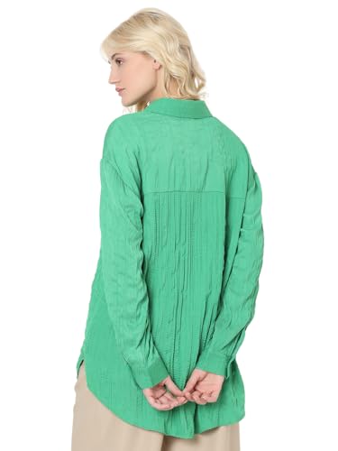 VERO MODA Women Solid Green Polyester Relaxed Fit Shirt