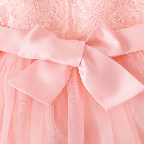 Hopscotch Girls Pink Sleeveless Beaded Strap Party Dress for Age (6-8 Years)