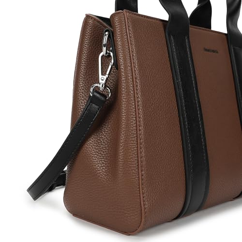 Fastrack Midnight Mocha Satchel | Women’s Pebbled Faux-Leather Satchel | Dual Compartments, Centre Zip Divider & dual carry option