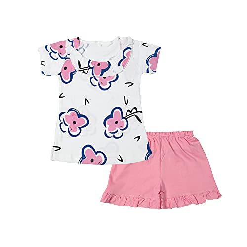 CATCUB Girl's Cotton Top & Shorts/hot Pants(CC-133-0-1; Blue; 6-12 Months)