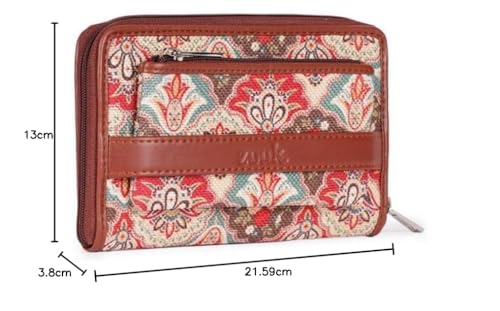 ZOUK Women's Handcrafted Vegan Classic Zipper Wallet - Mughal Art Multicolor