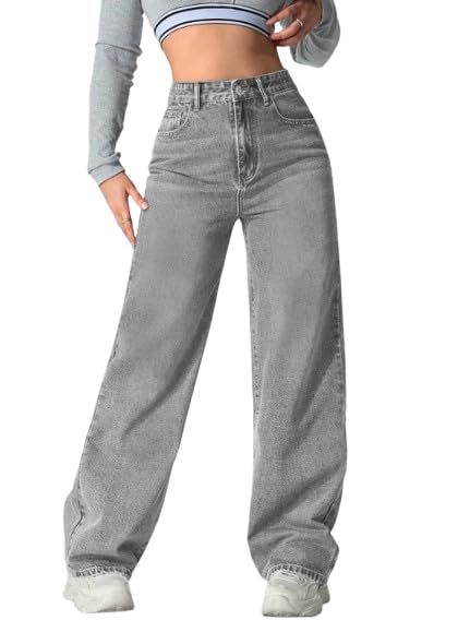 Ben Martin Baggy Jeans for Women || Women,s Loose Jean Pants || Oversized Jean's for Women's || Wide Leg Jean,s for Woman || Casual Jins for Woman's || Loose Jin Pant for Woman,s Grey 02-38