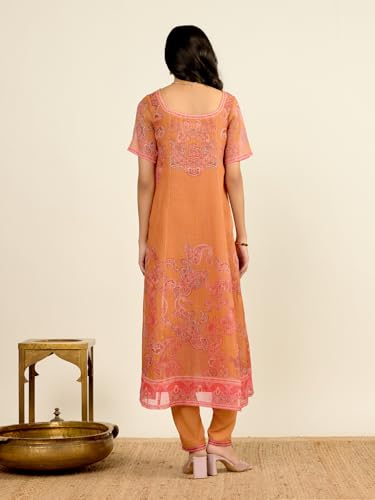 Aarke Ritu Kumar Mustard Tanush Floral Kurta With Pant And Dupatta