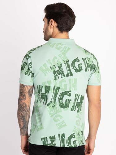 Status Quo Mens All Over Printed Polo T-Shirt SAGE