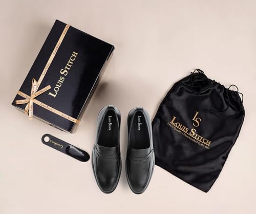 LOUIS STITCH Jet Black Lightweight Slip-On Shoe | Formal Shoes for Men | LSFXSOJB | UK-9