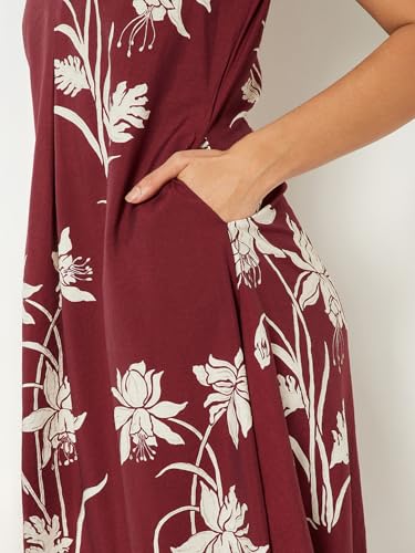 Max Women Printed A-line Midi Dress (Red_S)