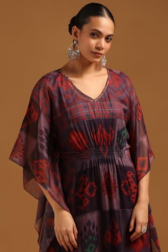 Soch Womens Purple Chiffon Ethnic Motifs Kaftan Suit