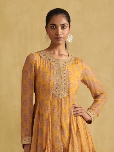Ritu Kumar Yellow Embroidered Ensemble Kurta with Sharara